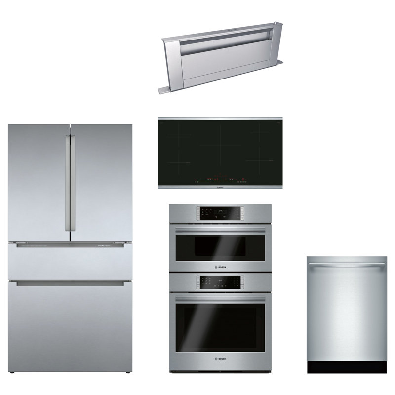 Bosch 800 Series 5 Piece Kitchen Package with French Door Refrigerator